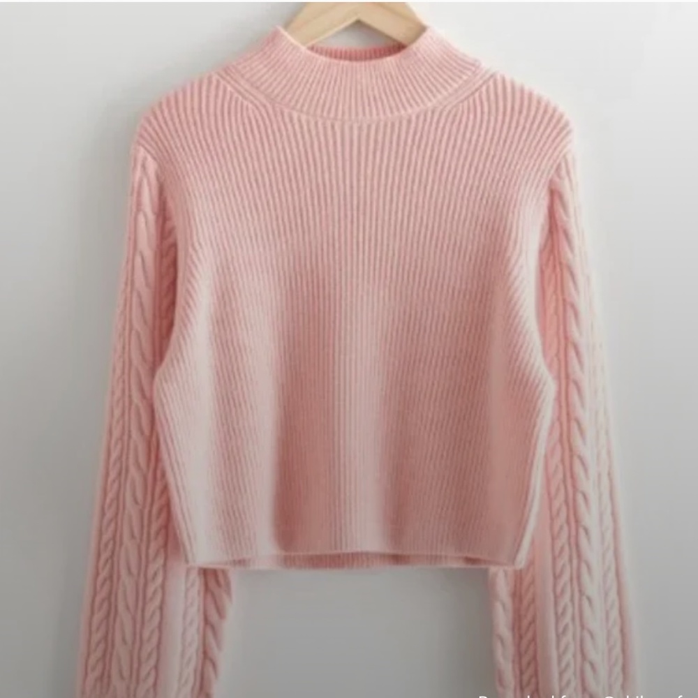 & Other Stories Cable Knit Pink Sweater Size S